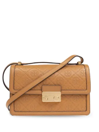 ショルダーバッグ・ポシェット TORY BURCH Woman Shoulder bag Brown 163388 227 Leather Flap Shoulder Bag: Women's Designer Shoulder Bags