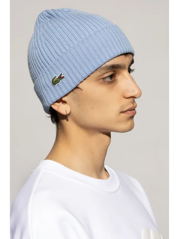 Lacoste Bonnet En Maille a Logo Brode Bleu FARFETCH DZ