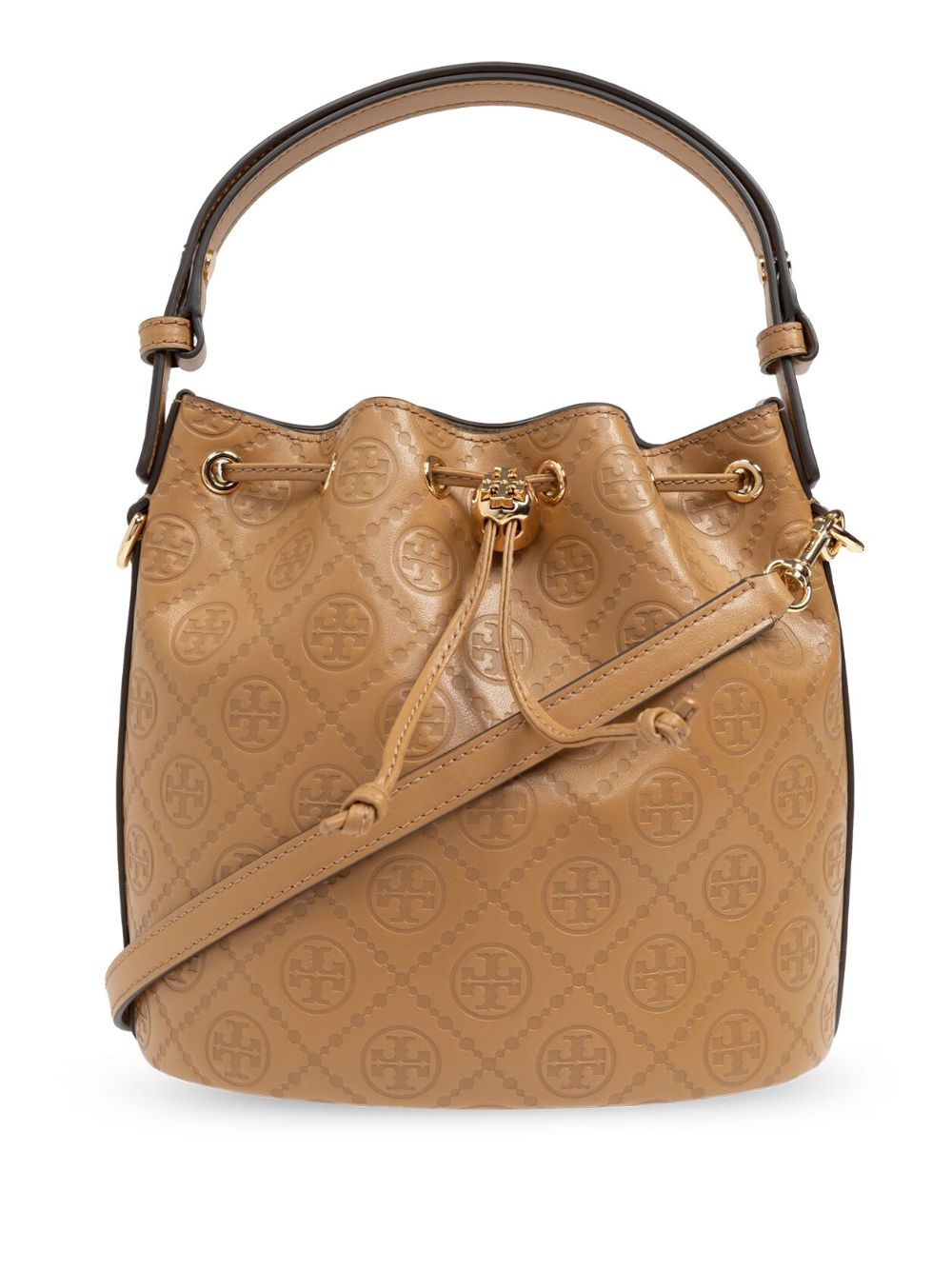 Tory Burch All-over-debossed logo bucket bag - Brown