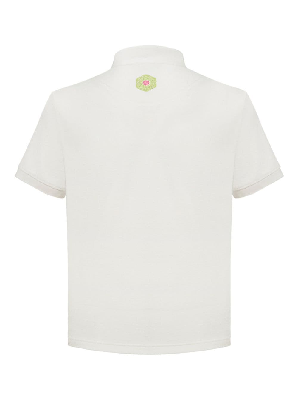 Shanghai Tang stand-up collar V-neck polo shirt - Wit