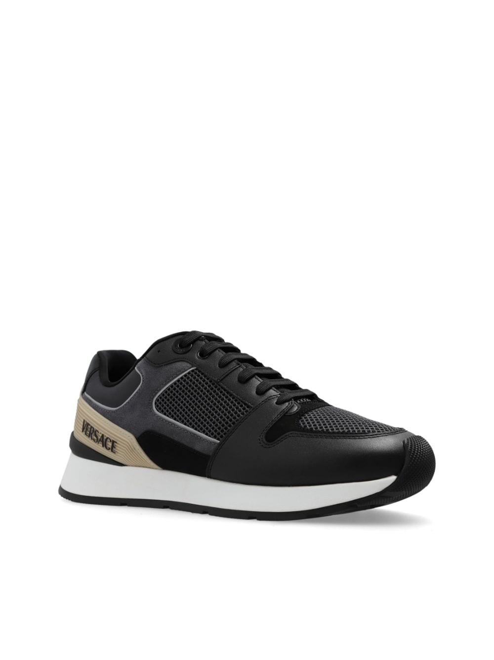 Shop Versace Panelled Sneakers In Black