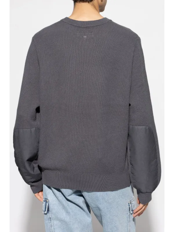 SCULPTOR APPAREL Gray Sweatshirt Stud Half Sleeve Sweatshirt