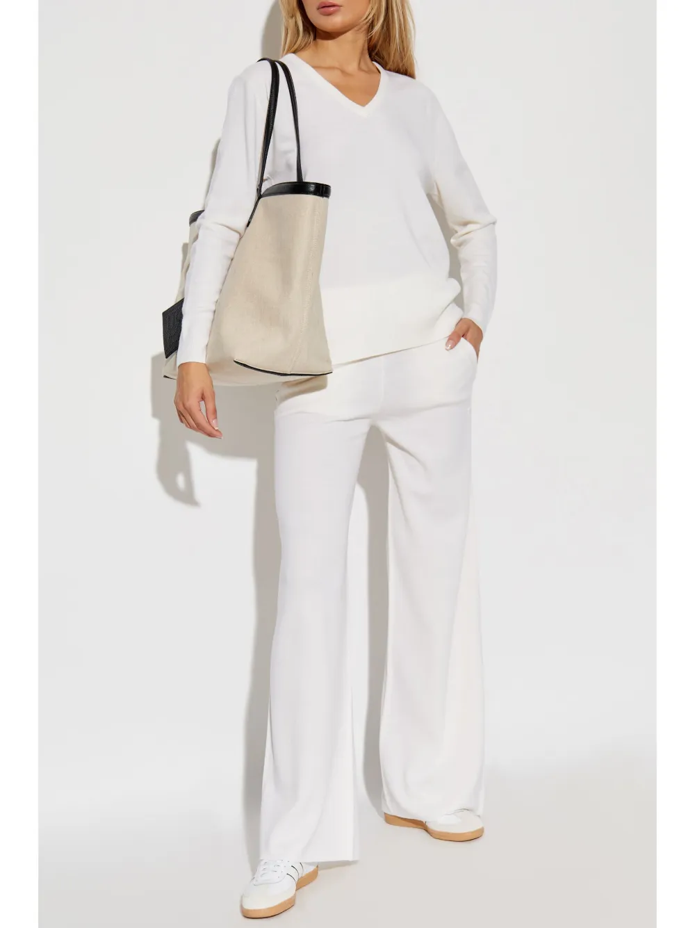Max Mara Gebreide wollen top met V-hals - Wit