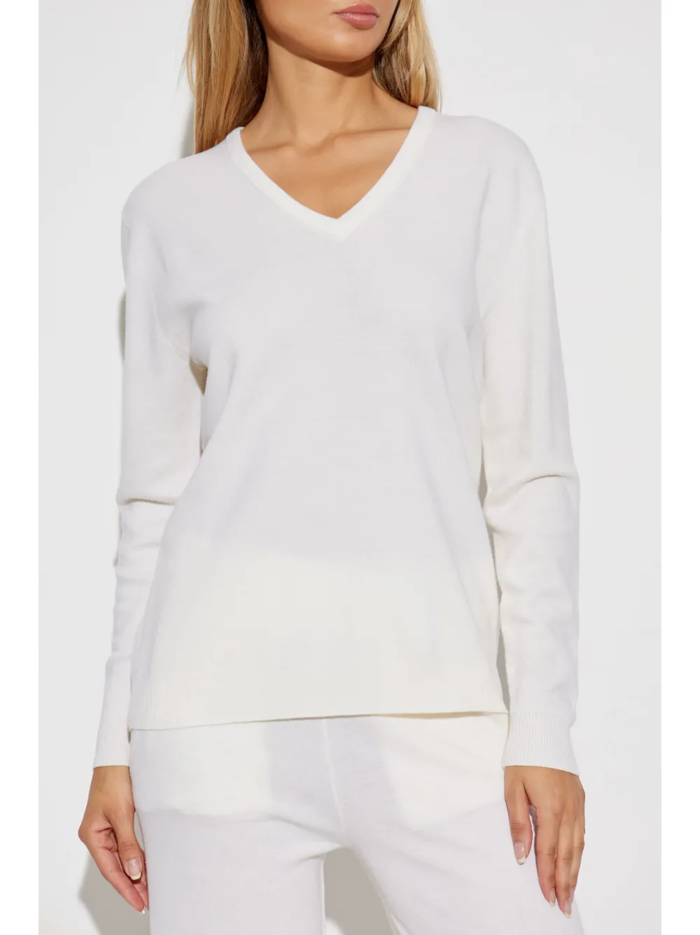 Max Mara Gebreide wollen top met V-hals Wit