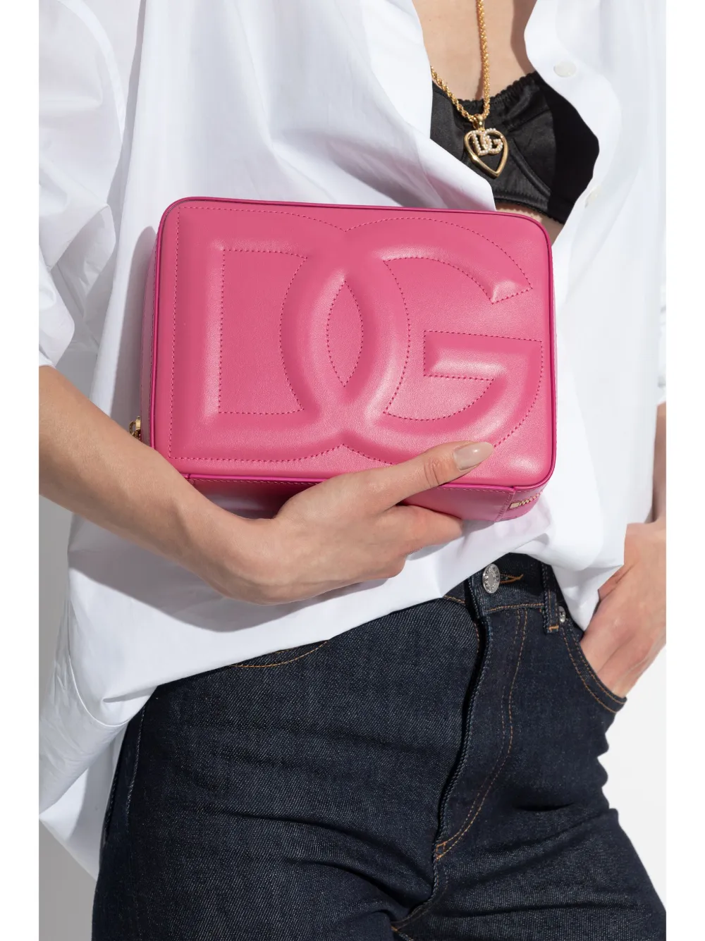 Dolce & Gabbana Kleine cameratas met DG-logo - Roze
