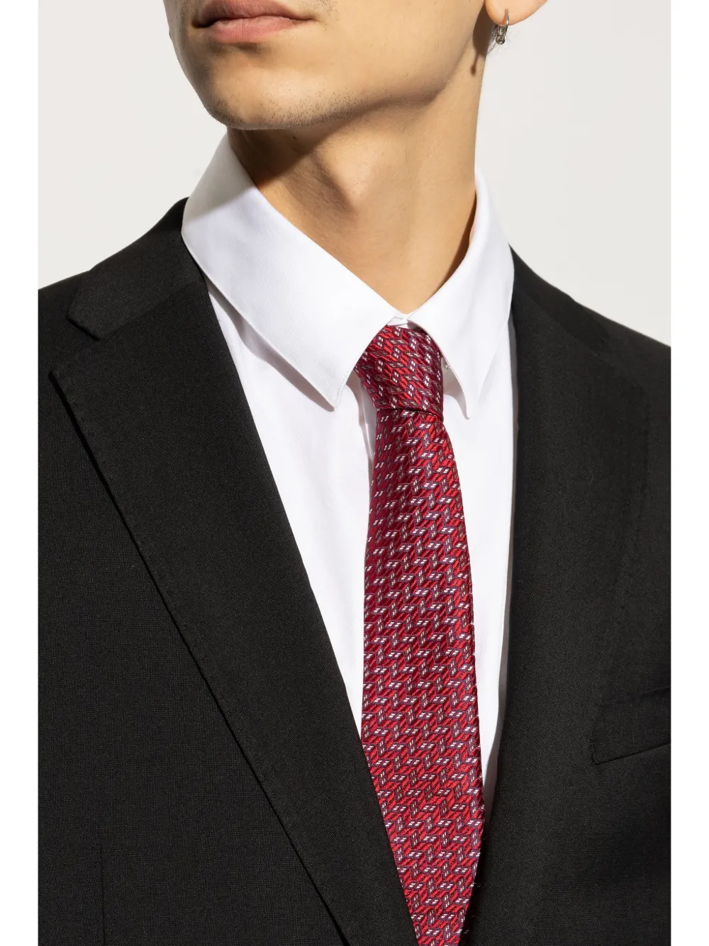 Giorgio Armani geometric-pattern print tie - Rood