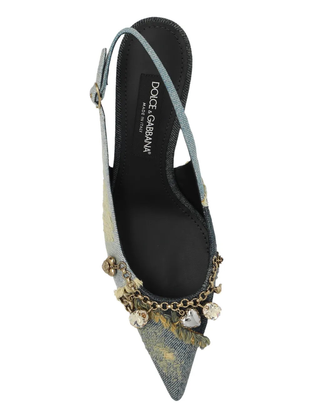 patchwork denim pumps