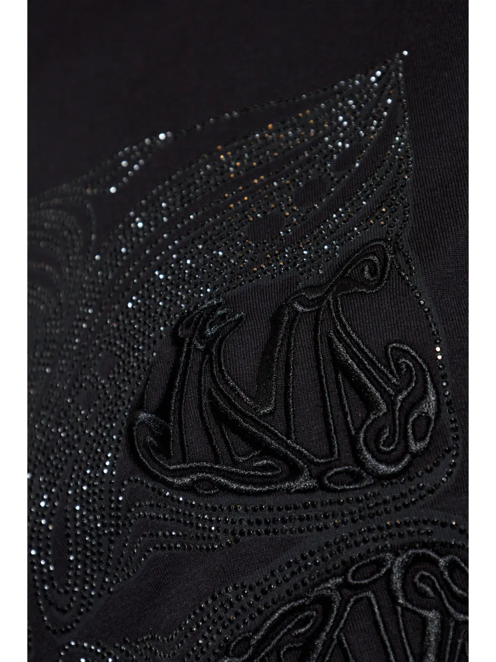 Max Mara Embellished Round Neck Top With Graphic Detail In Black