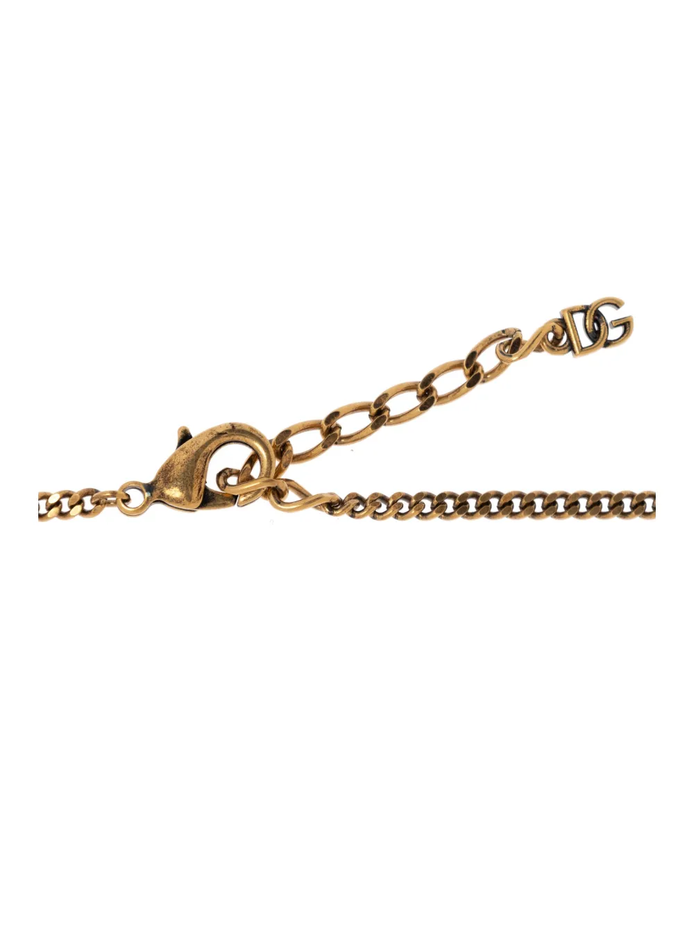 Dolce & Gabbana Faux-pearl Logo-pendant Necklace In Gold