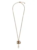 Dolce & Gabbana faux-pearl logo-pendant necklace - Gold