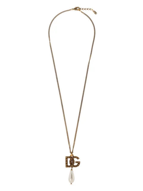Dolce & Gabbana faux-pearl logo-pendant necklace