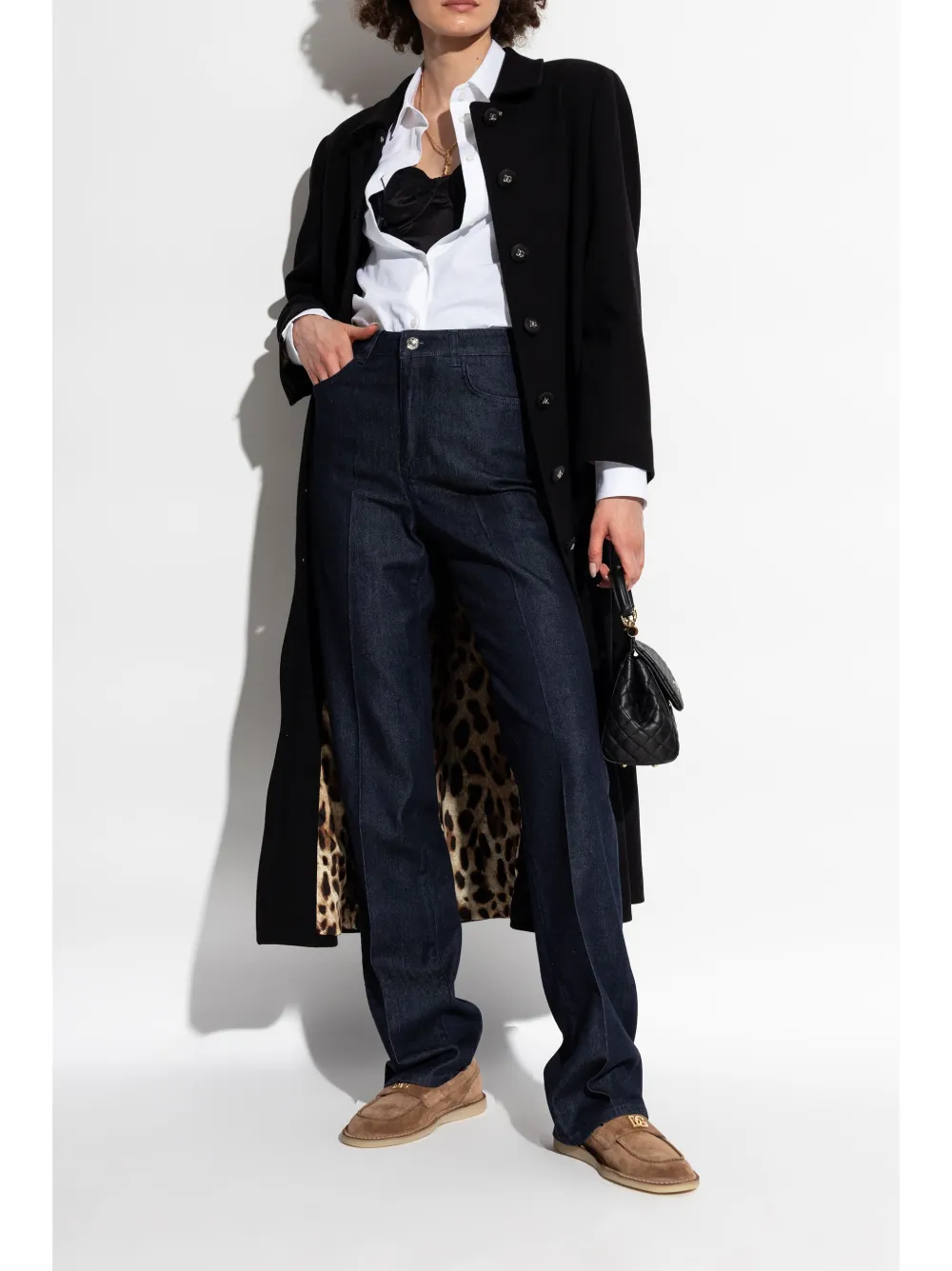 Dolce & Gabbana logo-lettering loafers Brown