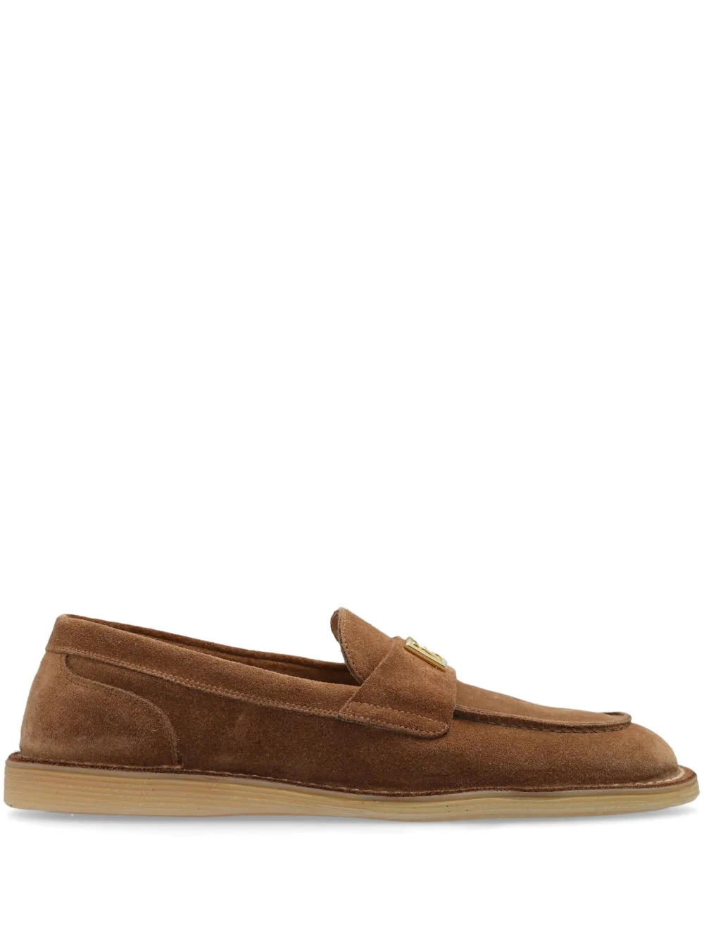 Dolce & Gabbana logo-lettering loafers Brown