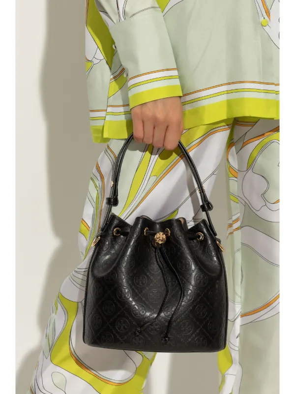 Tory Burch All-over-debossed Logo Bucket Bag | Black | FARFETCH