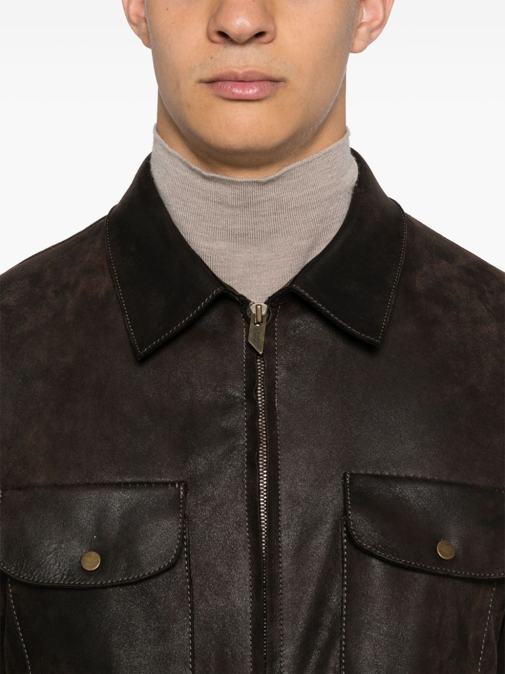 Shop Salvatore Santoro Logo-appliqué Jacket In Brown