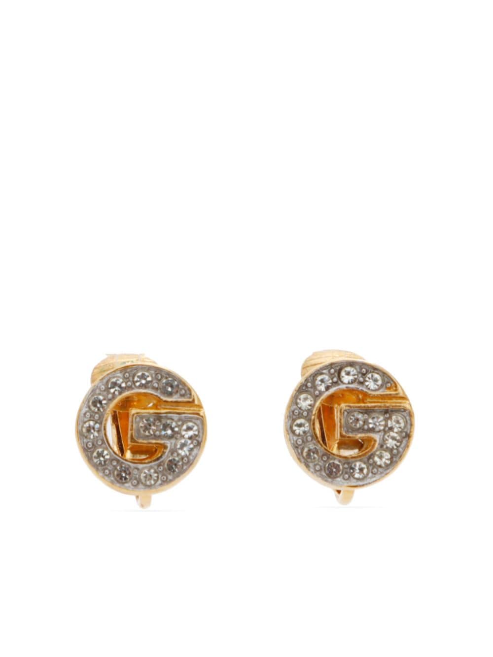 G-logo rhinestone clip-on earrings