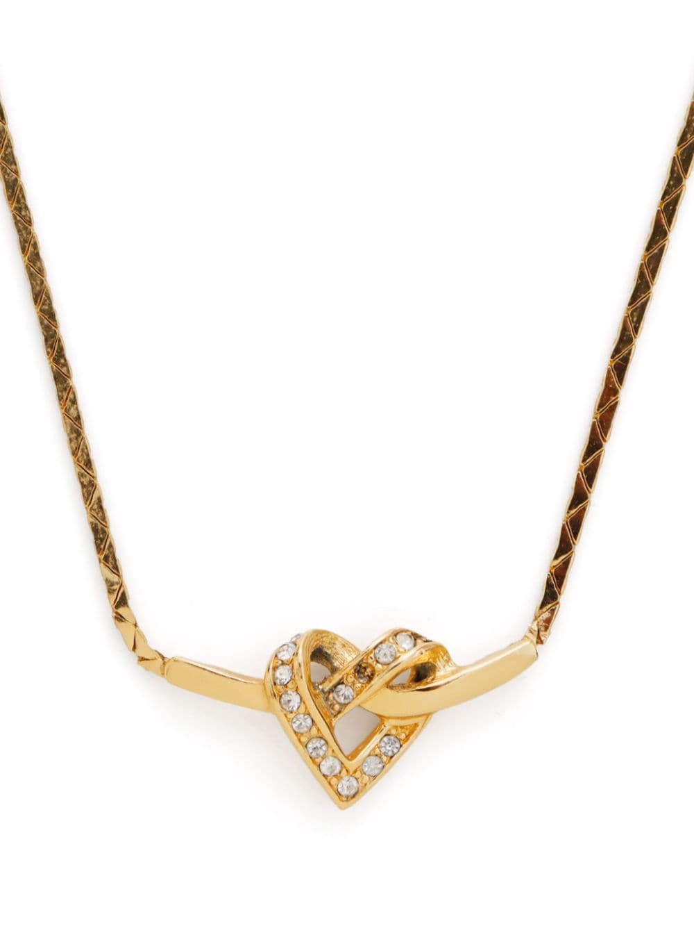 Christian Dior Pre-Owned heart rhinestone necklace - Goud