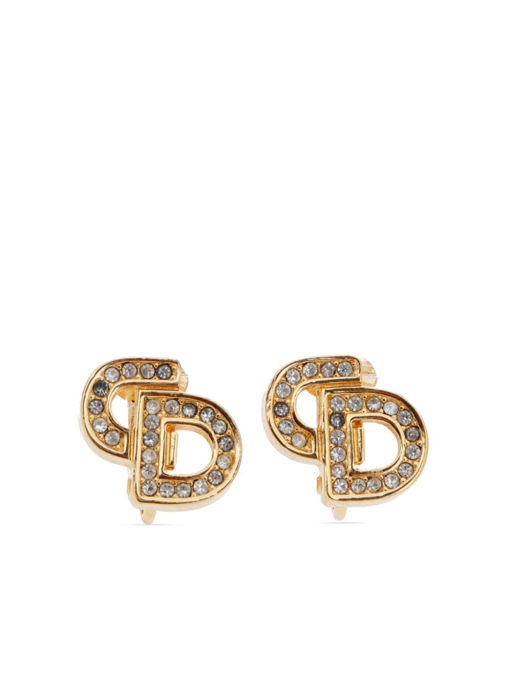 CD rhinestone clip-on earrings