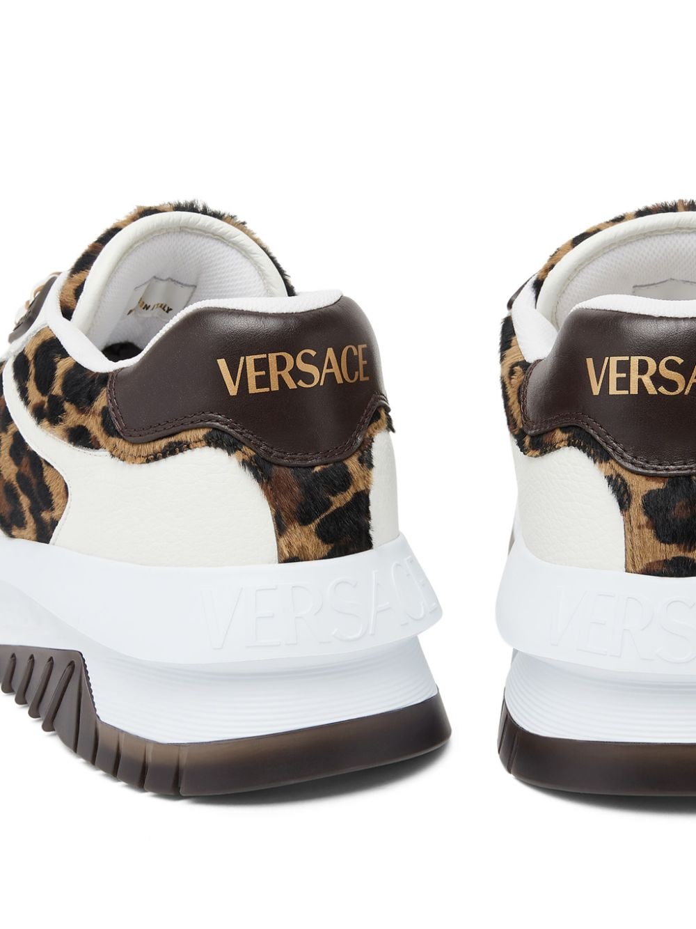 Shop Versace Odissea Leopard-print Sneakers In White