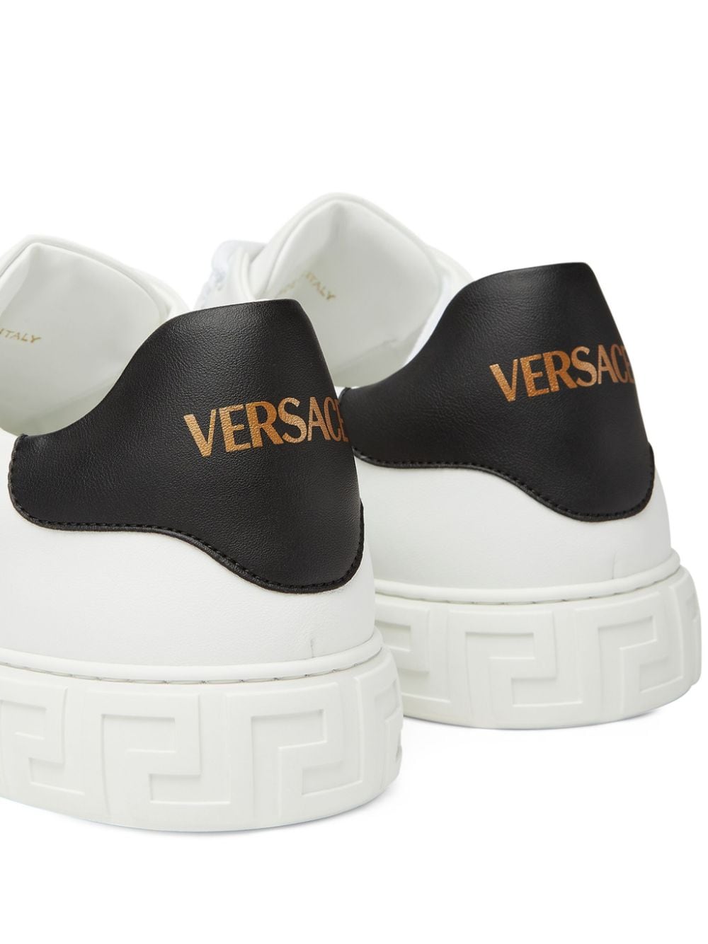 Shop Versace Logo Sneakers In White