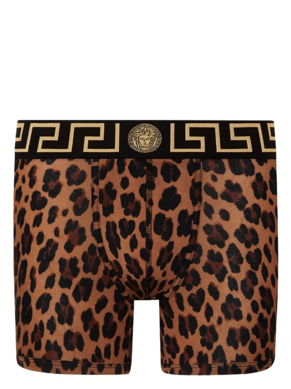 Versace グレカ ボーダー ボクサーパンツ | ブラウン | FARFETCH JP