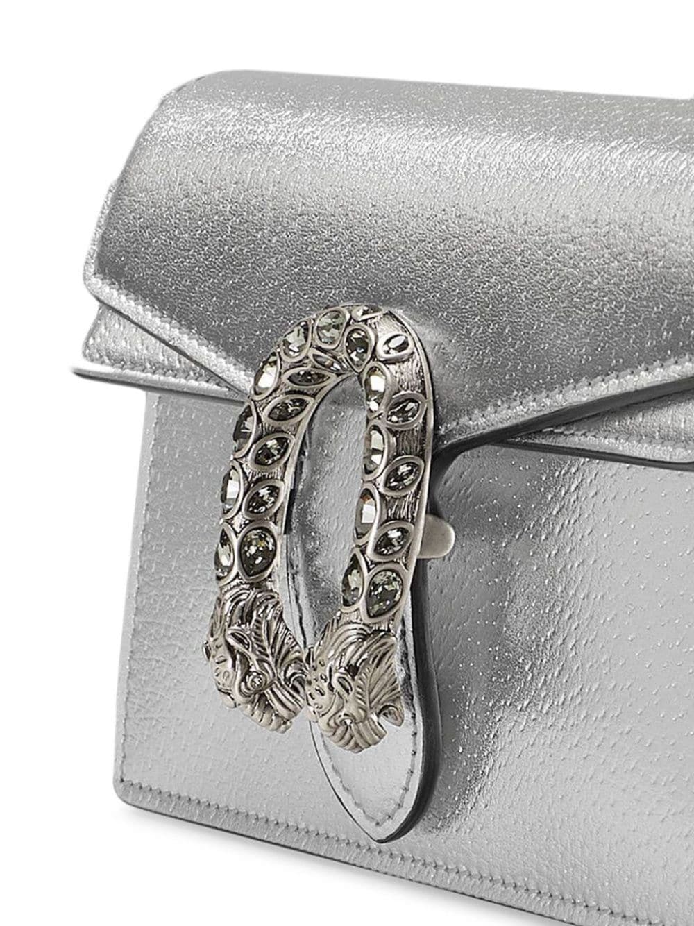 Shop Gucci Super Mini Dionysus Shoulder Bag In Silver