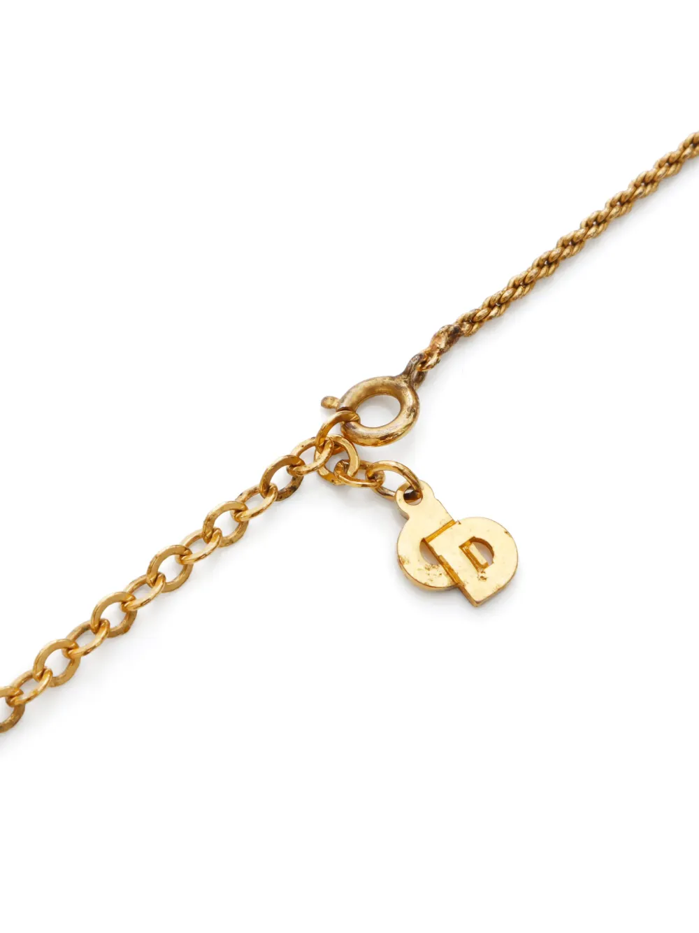 Pre-owned Dior Cd Rhinestone Necklace In 金色