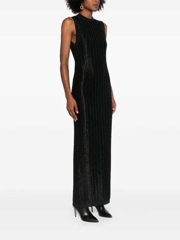 ワンピース TOM FORD WOMEN Knitted Dress Black Black Metallic Midi Dress by TOM FORD on Sale