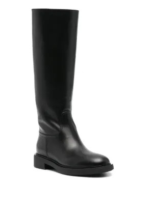 GIANVITO ROSSI*レザーブーツ ロングニット ポインテッドトゥ Luxury Boots for Women | Gianvito Rossi