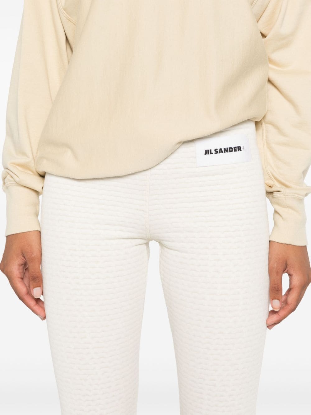 Shop Jil Sander Logo-appliqué Leggings In Neutrals