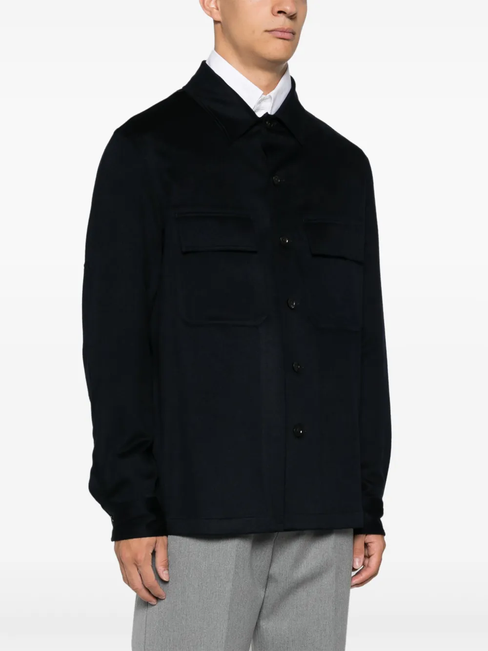 Shop Zegna Oasi Cashmere Alba Overshirt In 蓝色