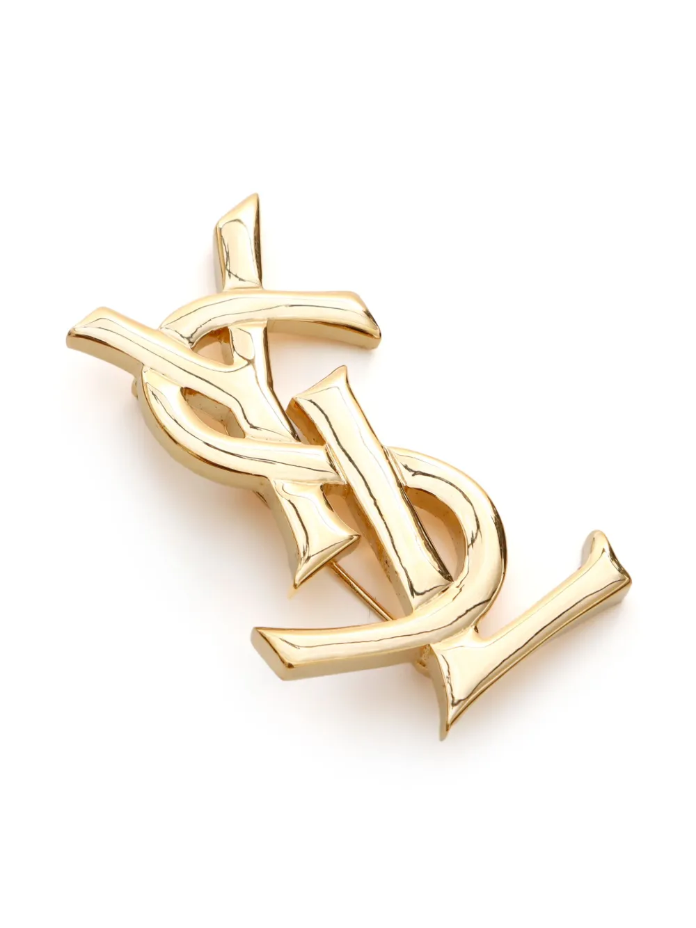 Pre-owned Saint Laurent Logo Brooch In 金色