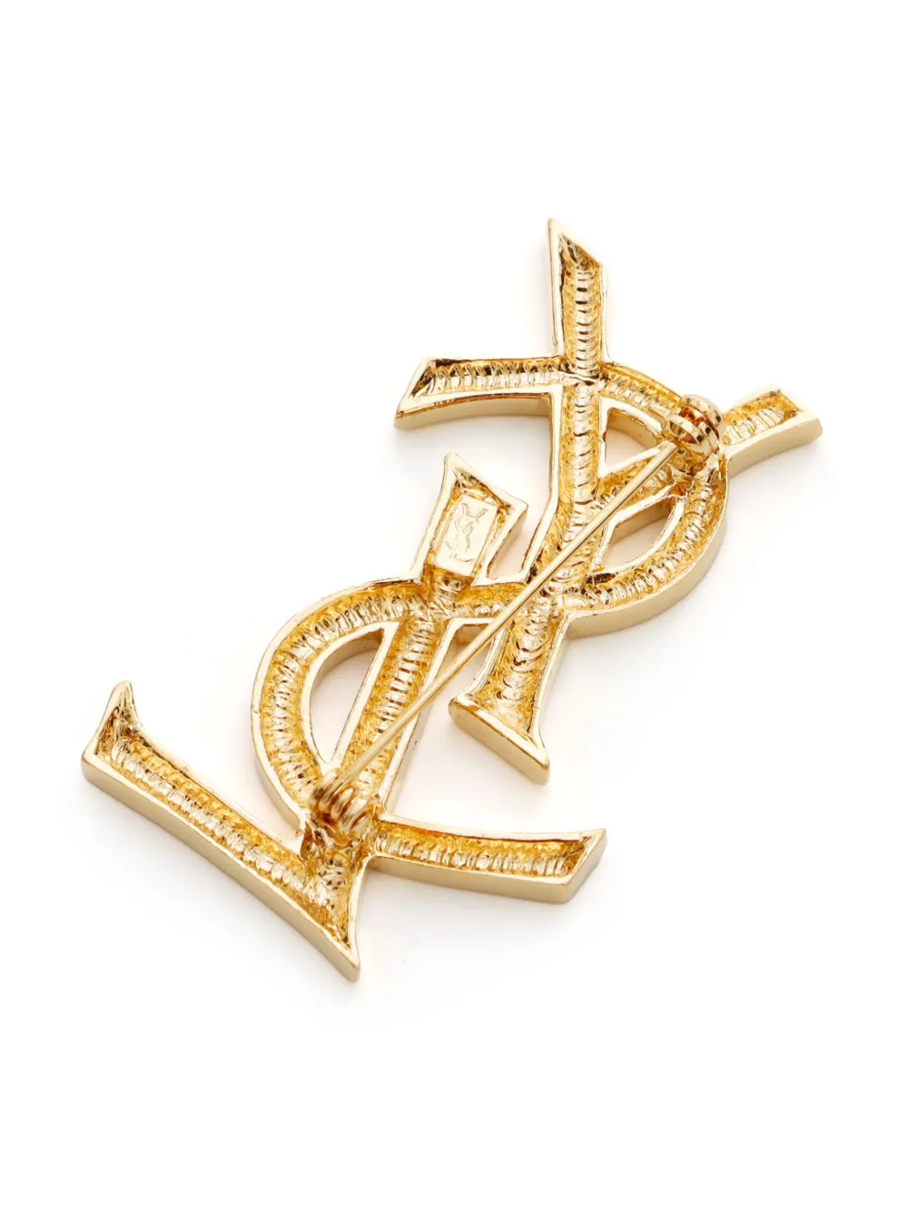 Pre-owned Saint Laurent Logo Brooch In 金色