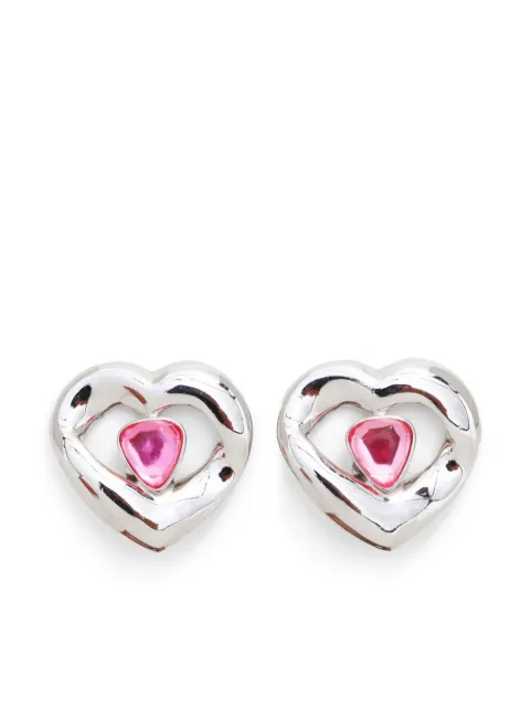 Saint Laurent Pre-Owned heart rhinestone clip-on earrings