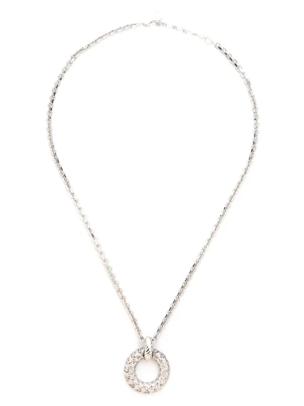 Saint Laurent Pre-Owned Textured Pendant Necklace Silver