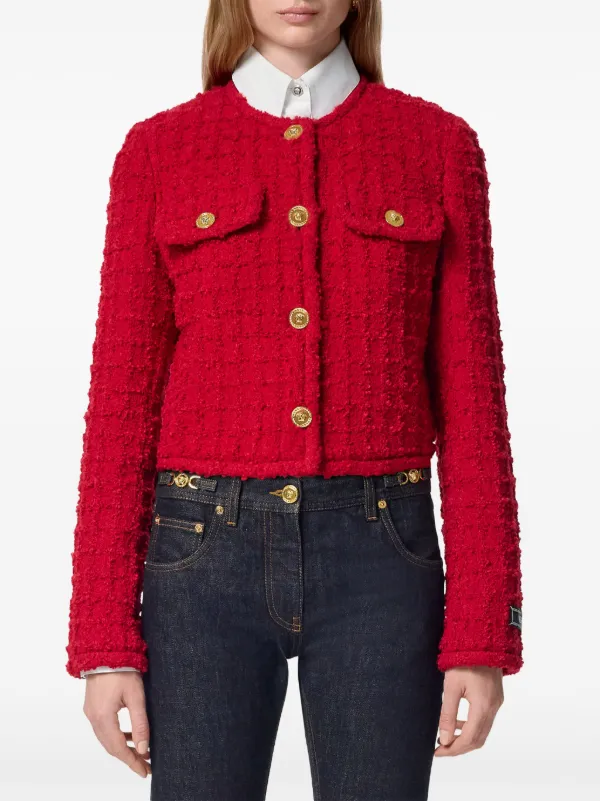 Versace Tweed Jacket Red FARFETCH CA