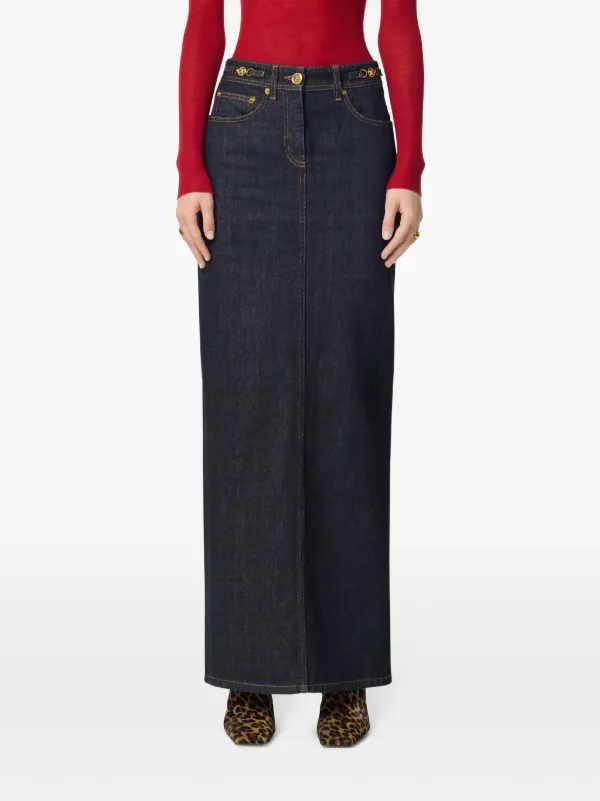 【送料&関税込】Versace Medusa 95 High-waist Denim Skirt Versace Medusa 95 Cotton Denim Mini Skirt, Brand Size 38