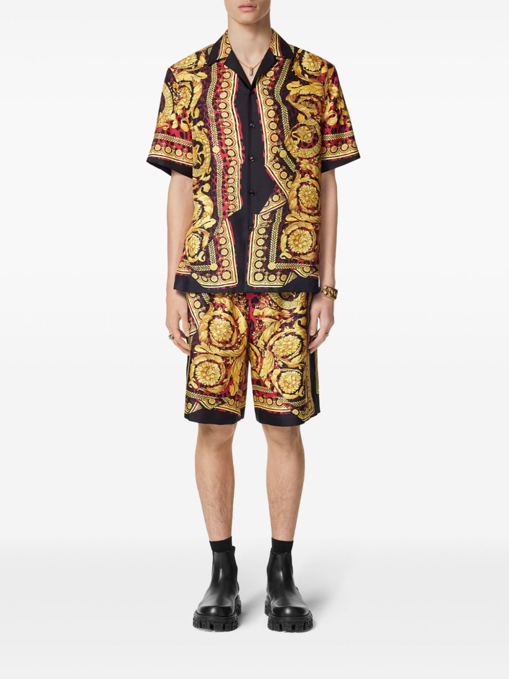 Versace Wild Barocco zijden shorts - Geel