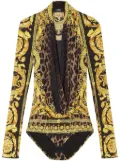 Versace Wild Barocco silk draped bodysuit - Yellow