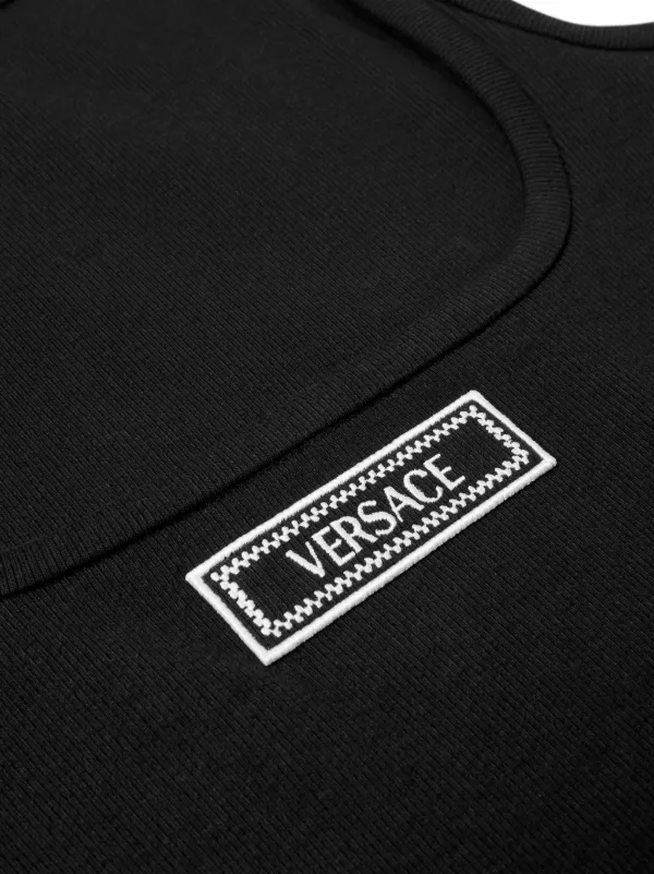 Versace logo-embroidered Tank Top | Black | FARFETCH