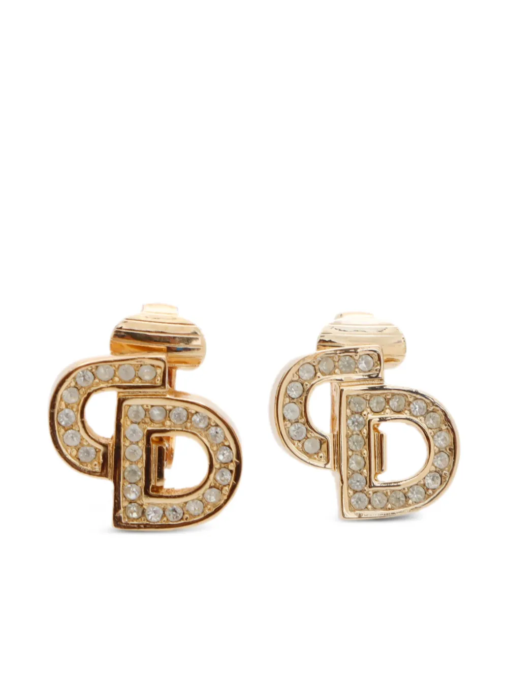 Christian Dior Pre-Owned ラインストーン ピアス - ゴールドトーン Christian Dior Pre-Owned ラインストーン ピアス - ゴールドトーン