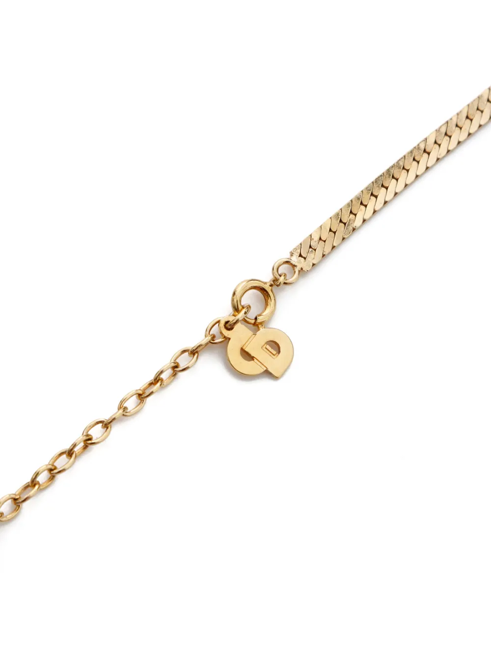 Pre-owned Dior Heart Rhinestone Necklace In Gold