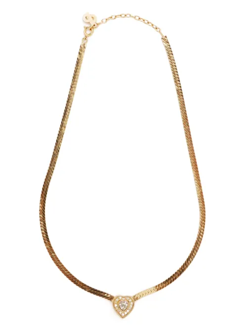 Collier à petit pendentif cœur strassé - Christian Dior Pre-Owned - Modalova