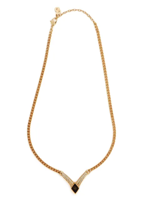 Christian Dior Pre-Owned collar con logo y strass