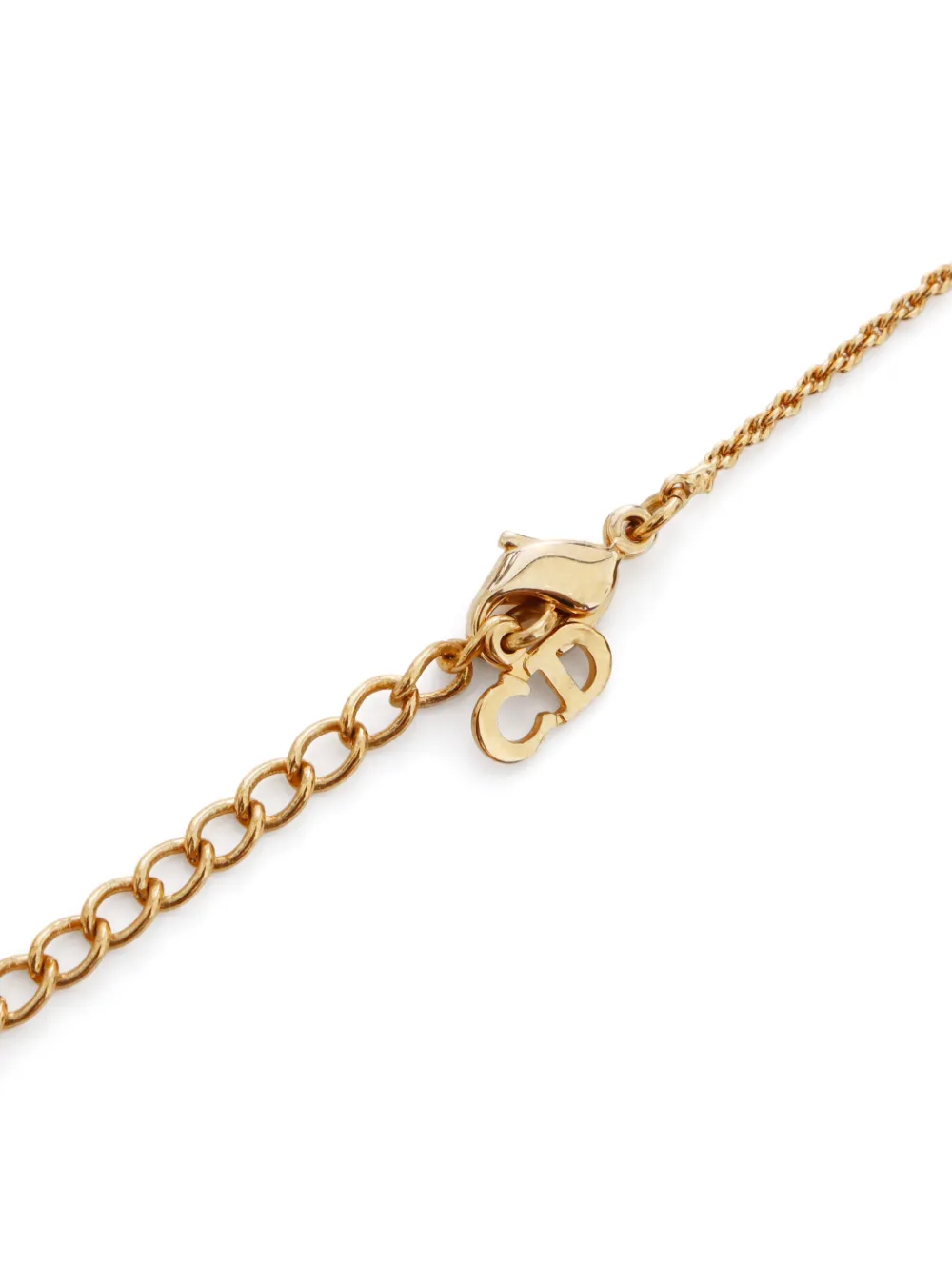 Pre-owned Dior Rhinestone Pendant Necklace In Gold