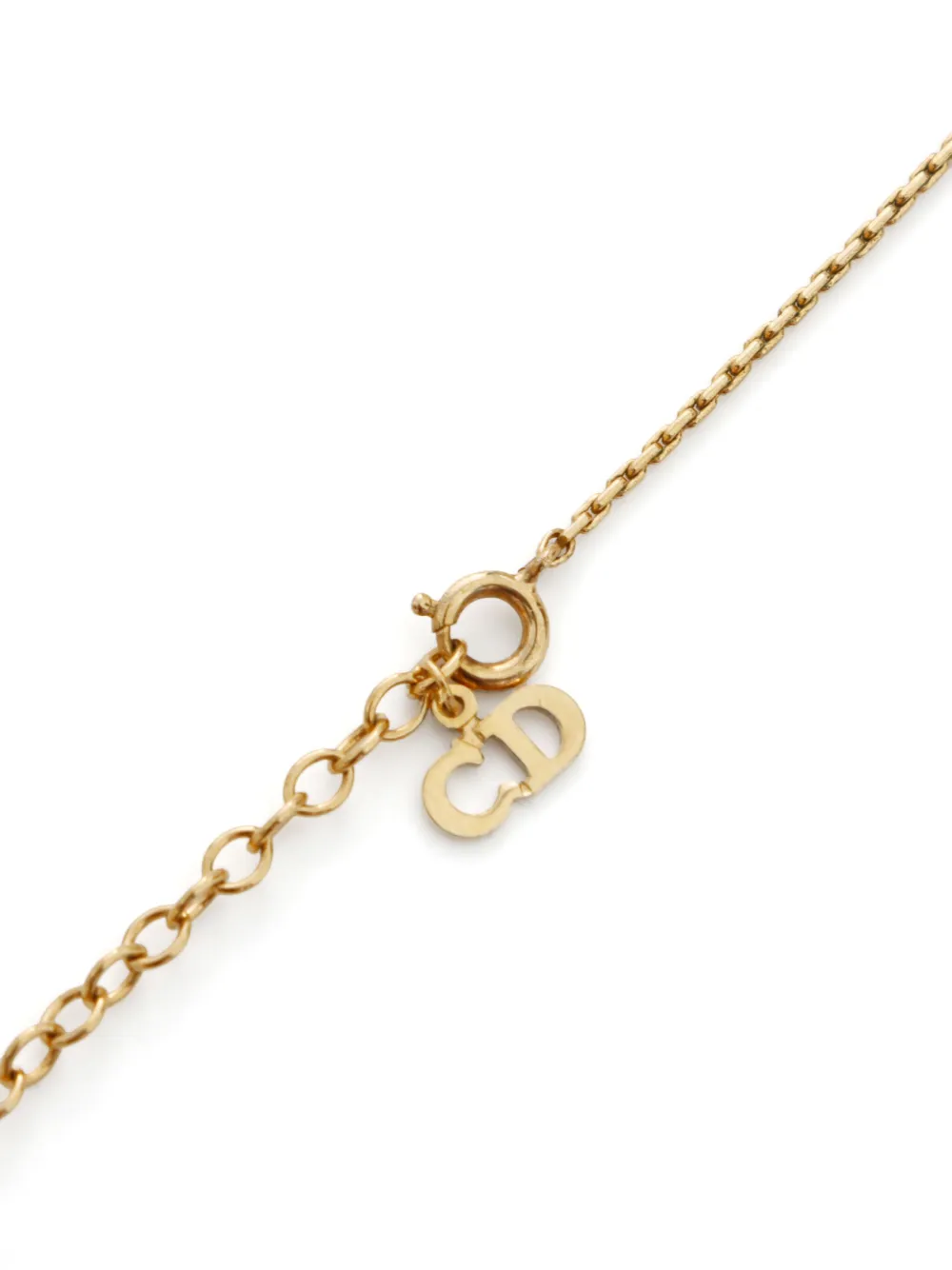 Pre-owned Dior Heart Rhinestone Necklace In 金色