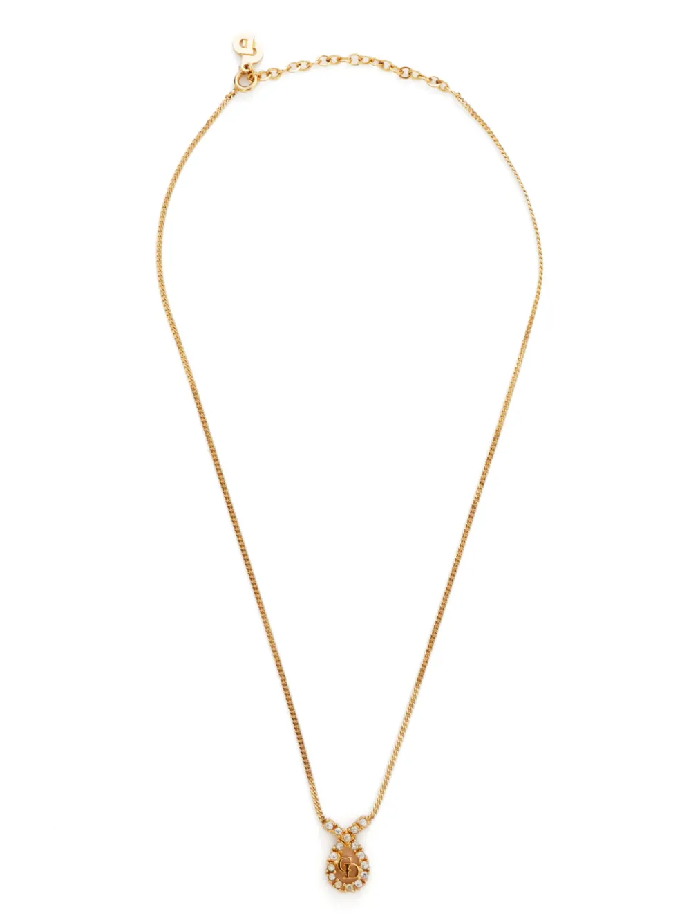 Christian Dior Pre-Owned CD rhinestone necklace | Gold | Image 1