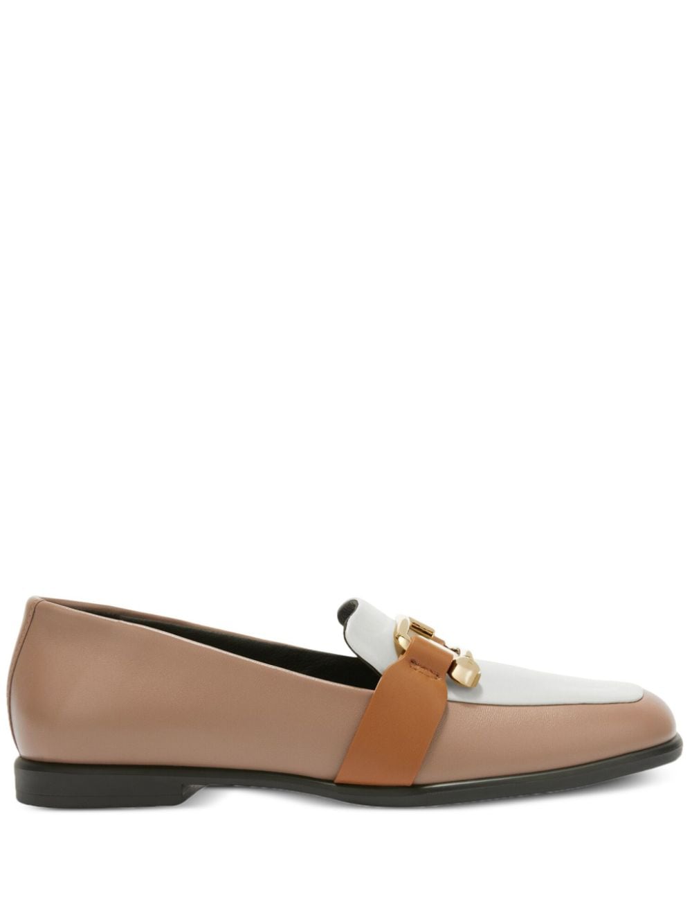 Shop Furla Leather Loafers In Neutrals