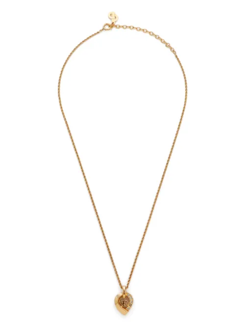 Collier à petit pendentif cœur strassé - Christian Dior Pre-Owned - Modalova