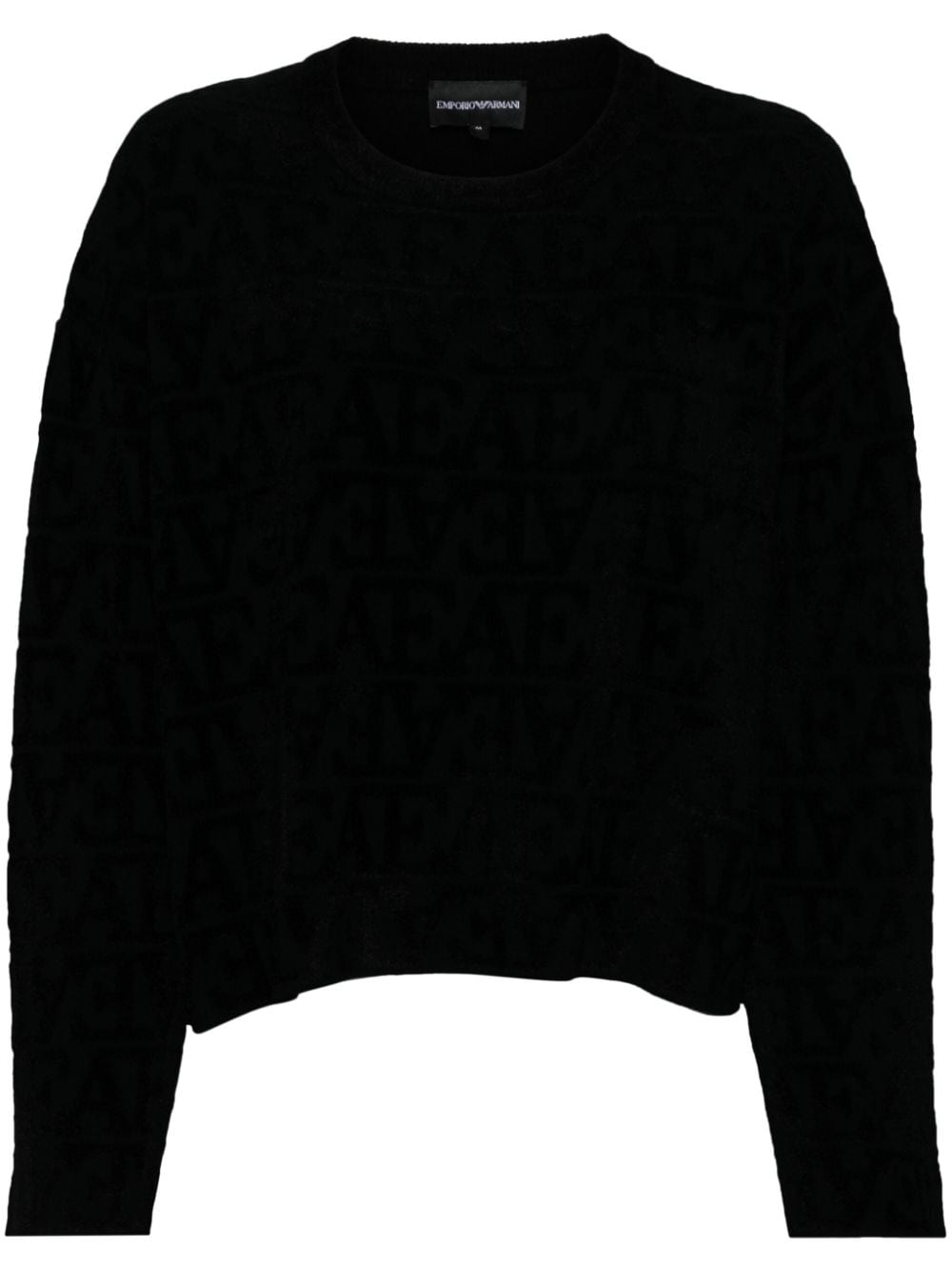 Shop Emporio Armani Logo Pattern Jumper In Black